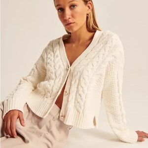 Abercrombie & Fitch Cream Cable Knit Cardigan